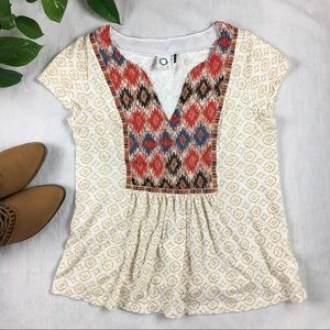 Anthro Akemi + Kin Embroidered Ethnic Print Top